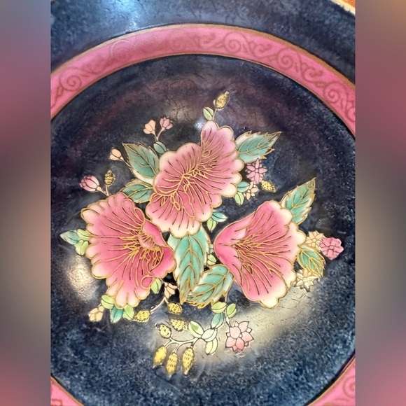 VTG WBI Chinoiserie Enameled Porcelain Rose Punch Bowl - Picture 10 of 11